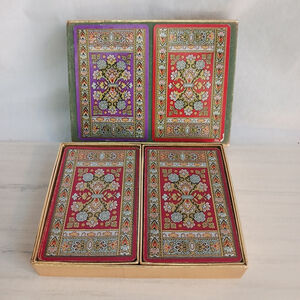 VTG Boho Floral Boxed Congress Playing Cards 2 Decks One Box Cell U Tone